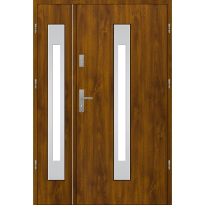 Drzwi zewnetrzne dwuskrzydłowe S33 INOX zloty dab 55mm
